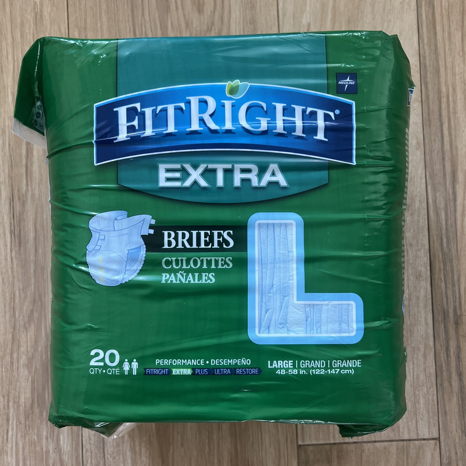 Medline FitRight Extra Briefs 20 Pack Large 48-58″ New