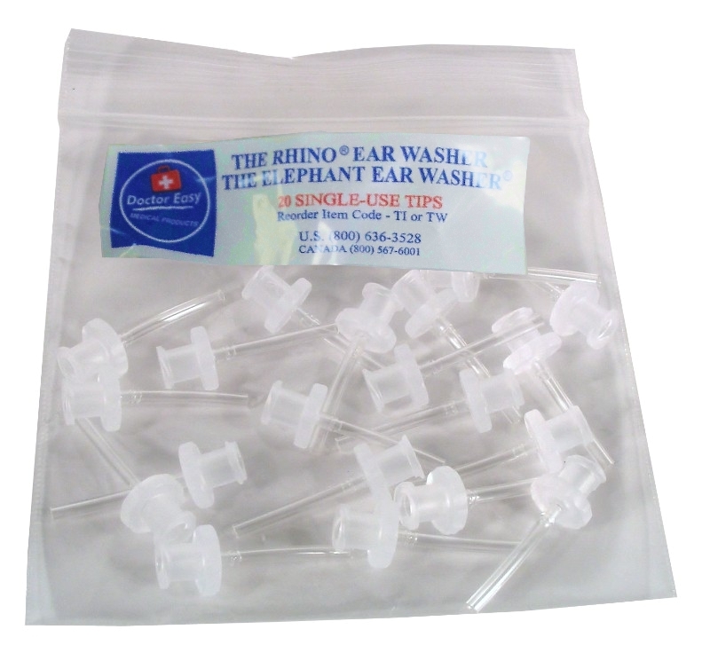 Rhino Ear Washer Tips (Bag of 20) by Doctor Easy (single patient use) Original