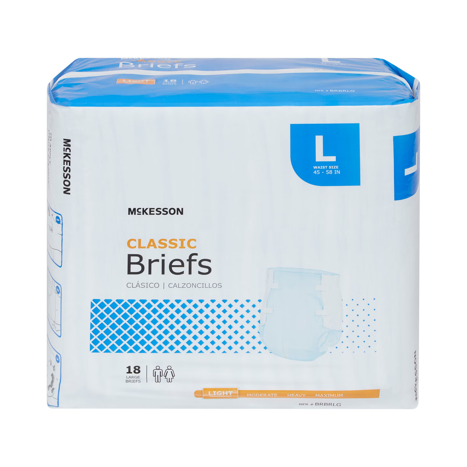 72 McKesson Adult Disposable Diaper Briefs Underwear L Tab Closure Cloth-Like