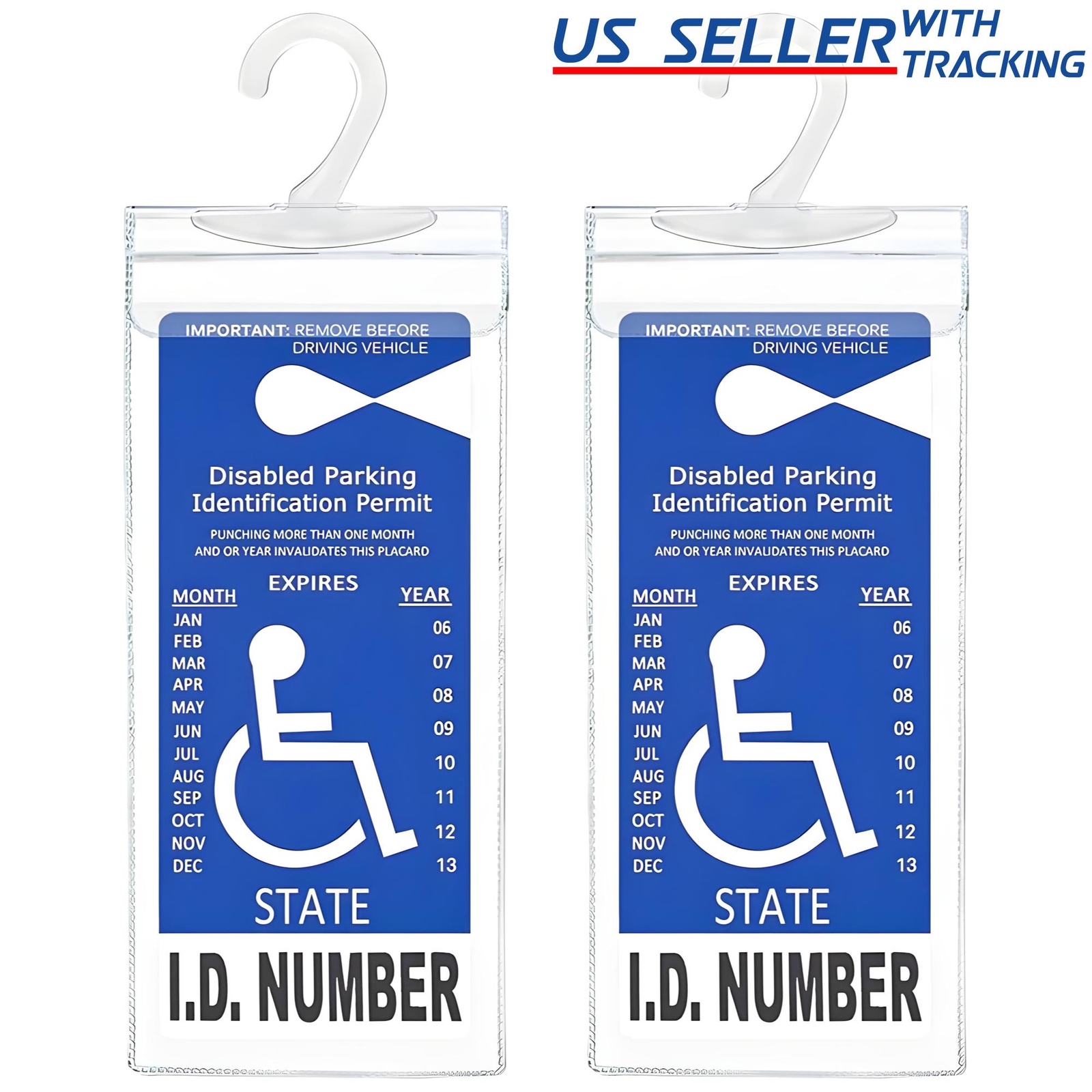 2x Handicap Parking Permit Placard Protector Cover Hanger Car Holder Hang Sleeve