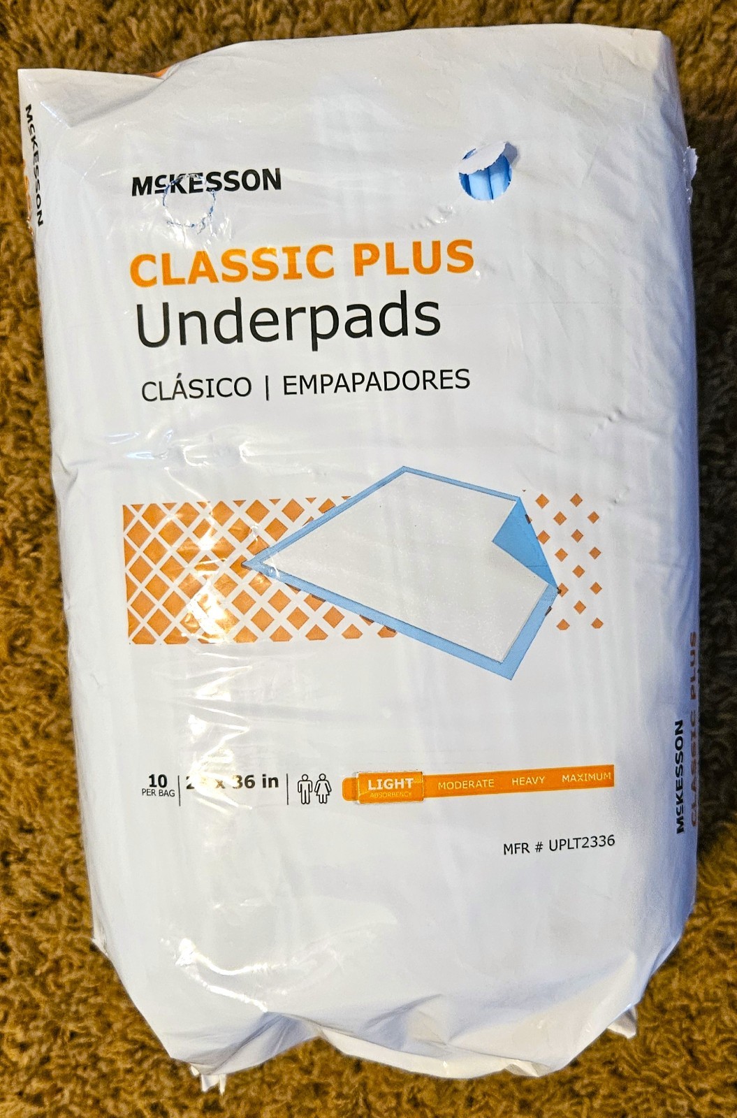 20 McKesson Classic Plus Underpads 23×36 Light Absorbency (10 Count/Pkg, 2 pkg)