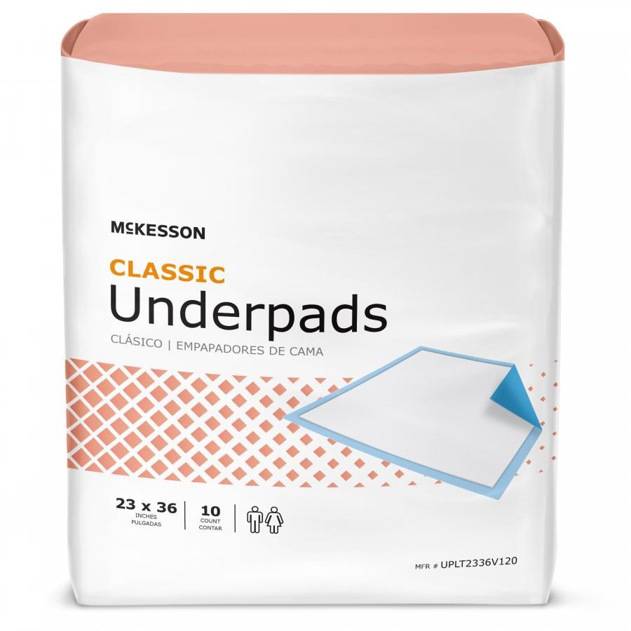 McKesson Classic Underpads Blue Disposable light Absorb 23×36″, 120 Ct