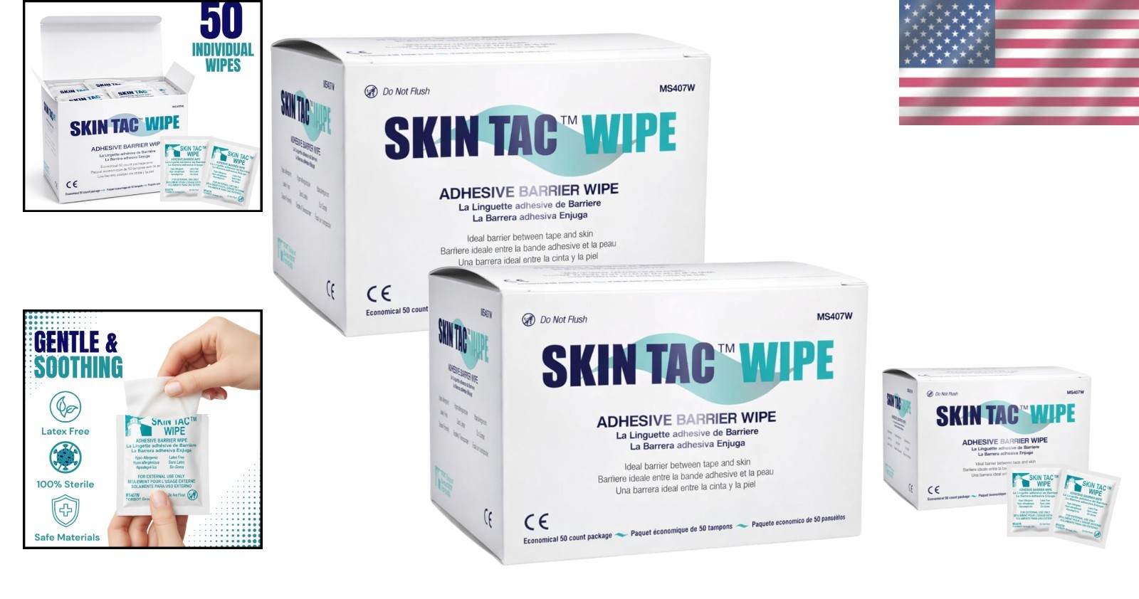 Convenient Hypoallergenic Prep Wipes, Latex-Free – 50 Wipes per Box, Set of 2