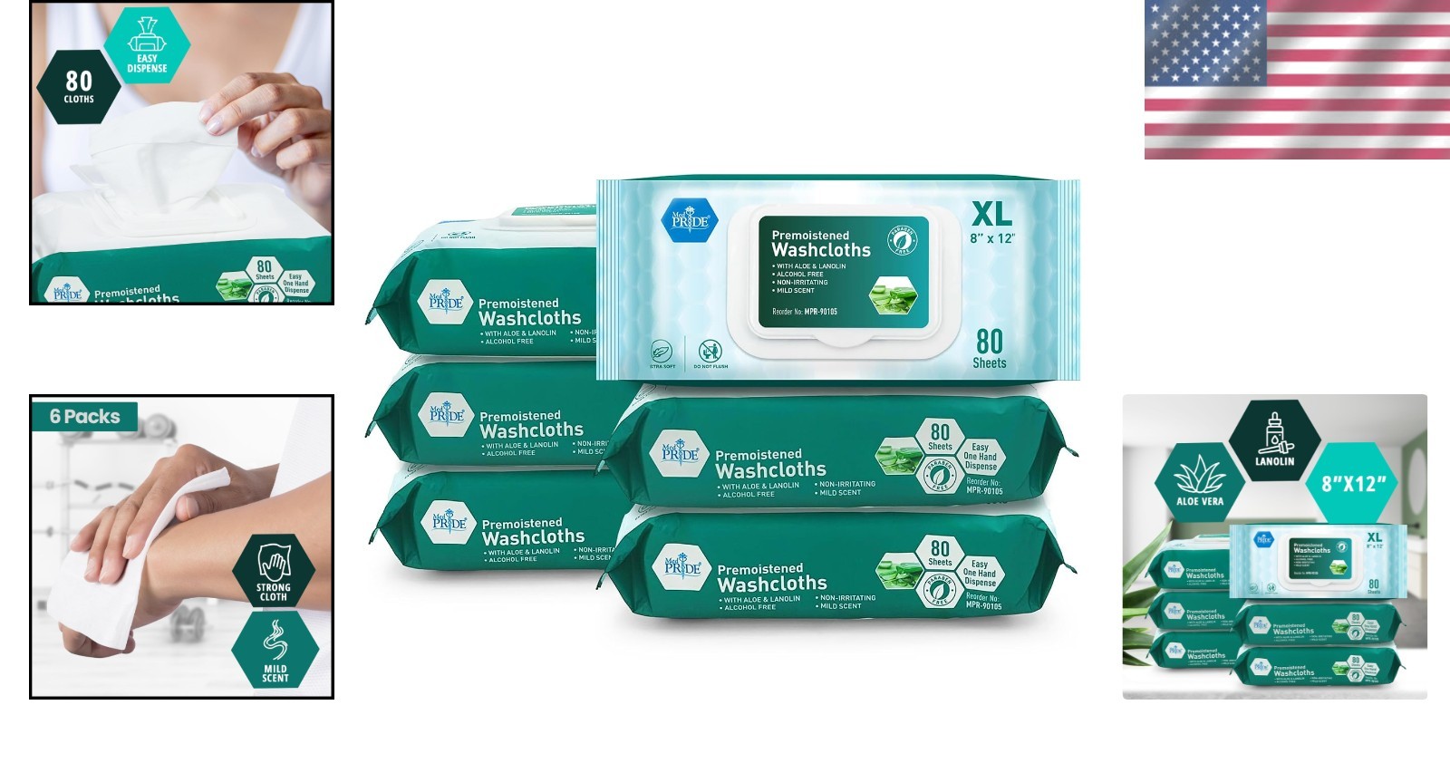 XL Disposable Adult Washcloths 480ct, Aloe Vera