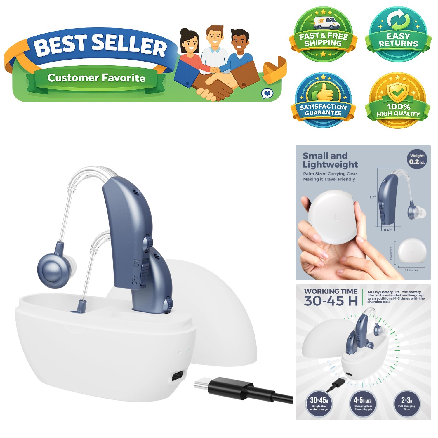 Sleek Rechargeable Hearing Aids with Noise Reduction – Perfect for Conversations
