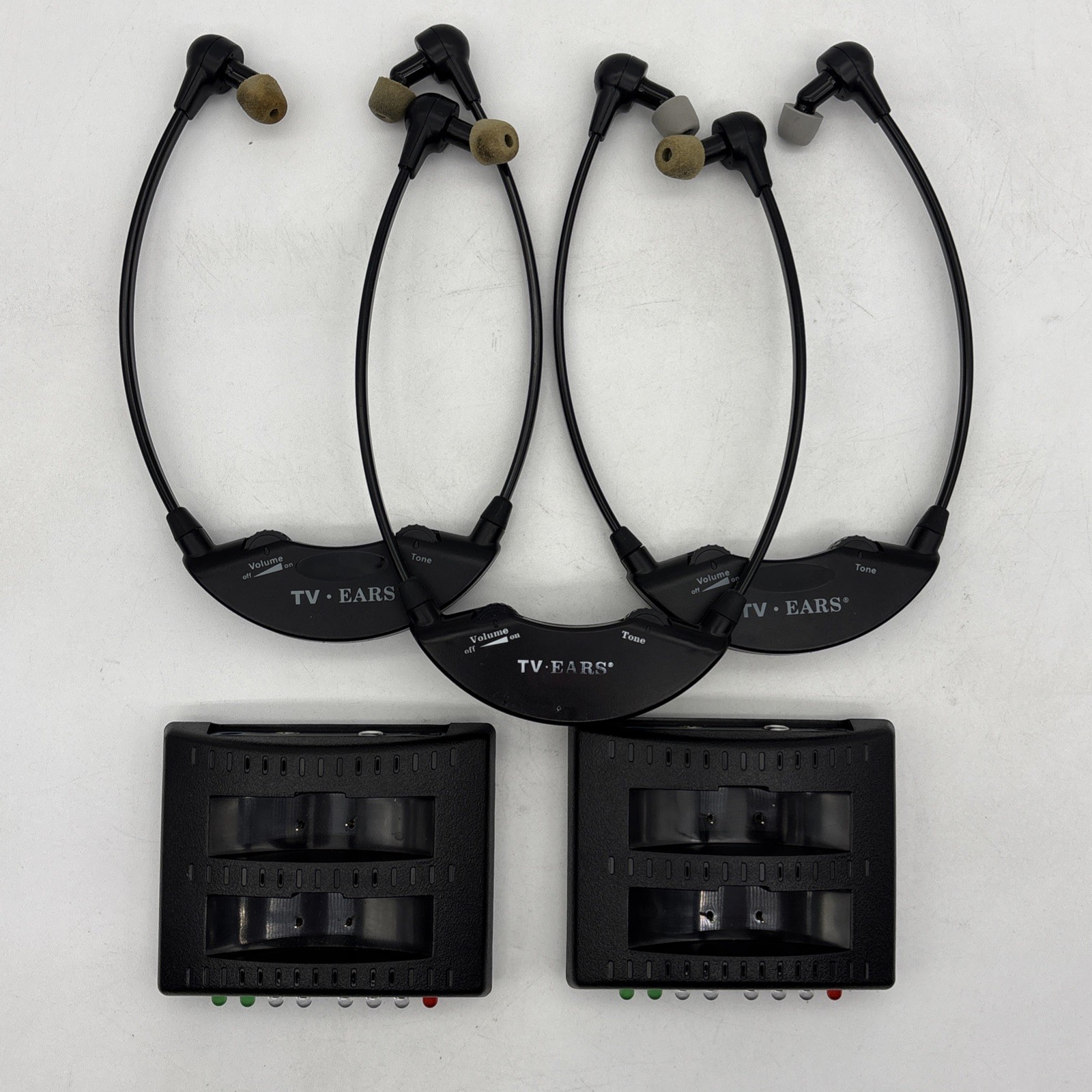 Nonworking TV Ears 5.0 Wireless Digital Lot 3 Headsets 2 Transmitters -For Parts