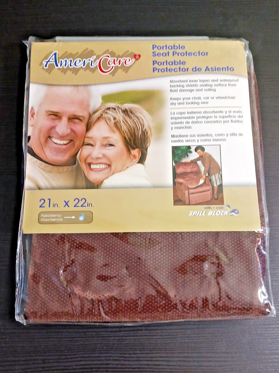 Americare 21″x 22″ Portable Seat Protector Brown for Chair Car or Wheelchair