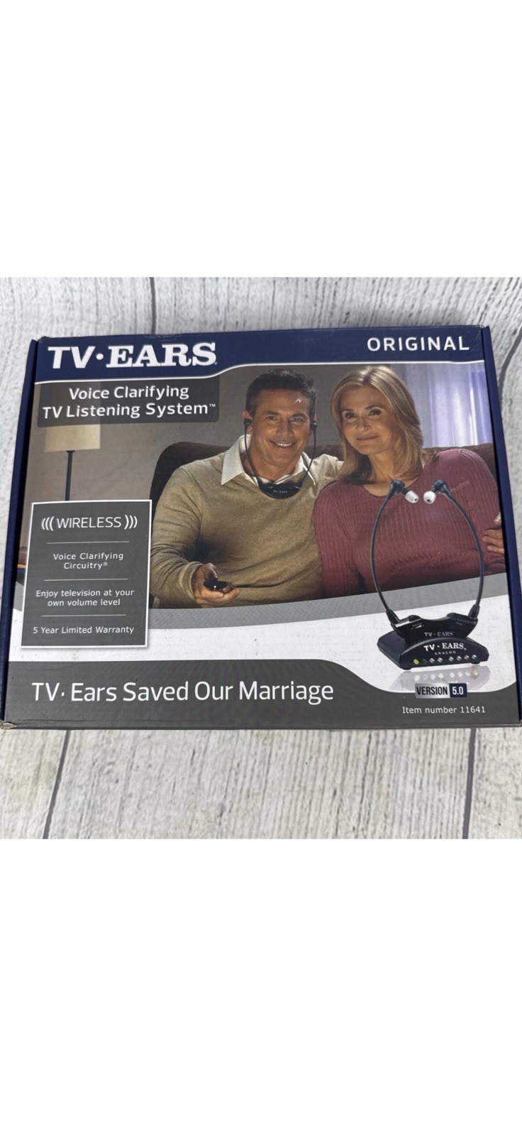 TV Ears 5.0 Analog Wireless Headset Listening System Charging Base, Black Tested
