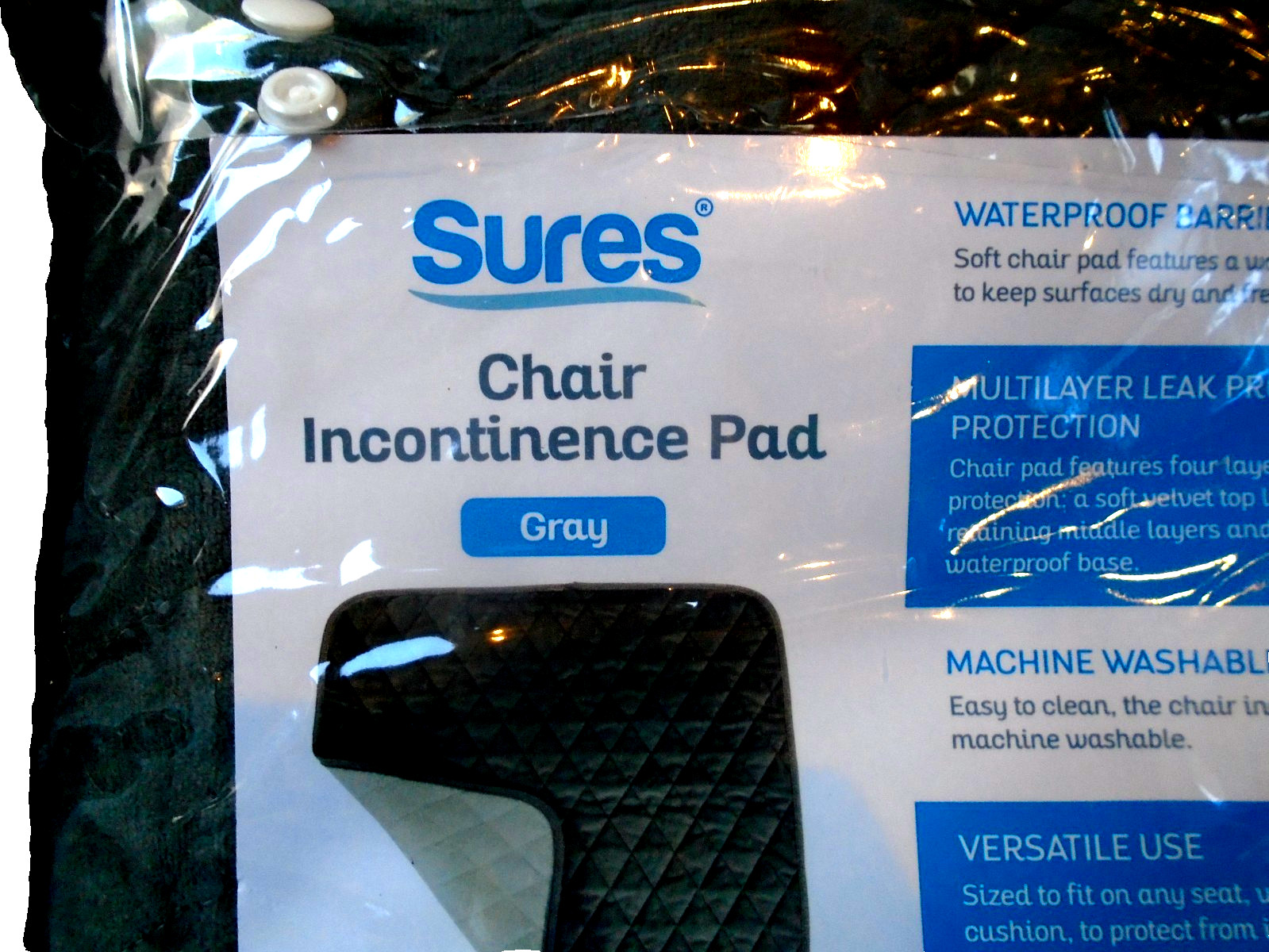 Sures Chair Incontinence Pad GRAY – Machine Washable Chair Pad