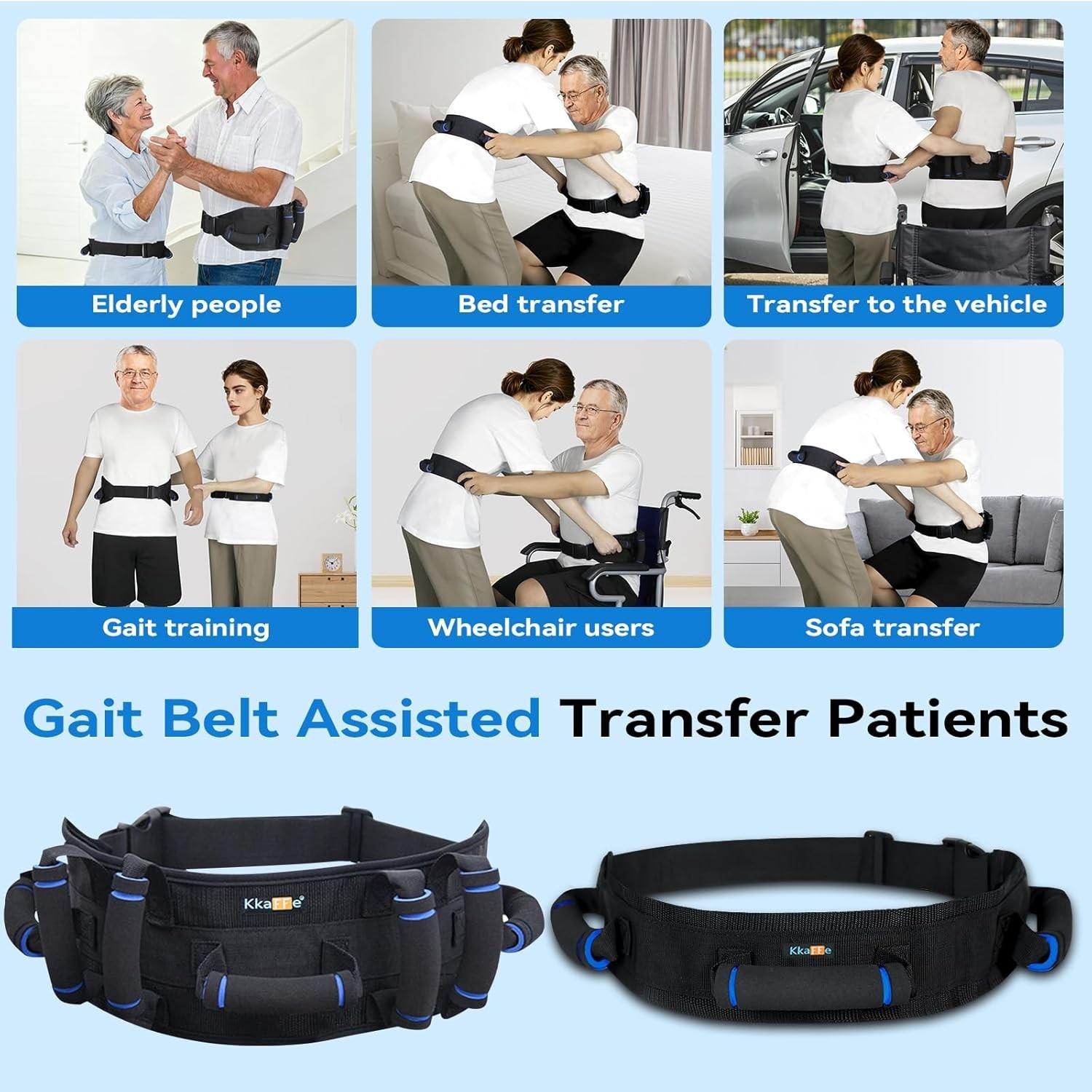 Gait Belt for Seniors Transfer Belt Handles Quick Release Patient Lift