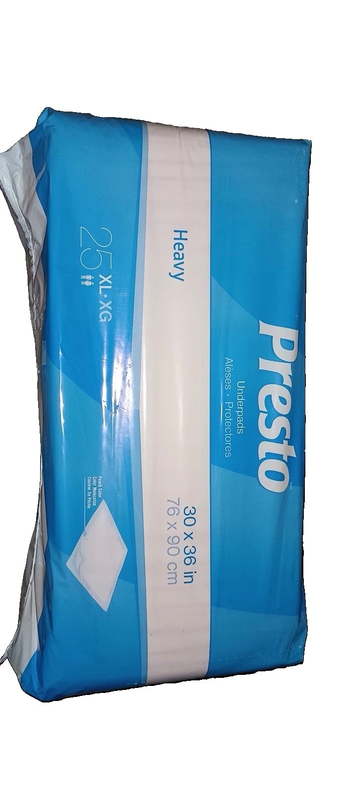 Presto Heavy Absorbency Underpads Disposable Absorbent Core 30×36 In, 25 Count