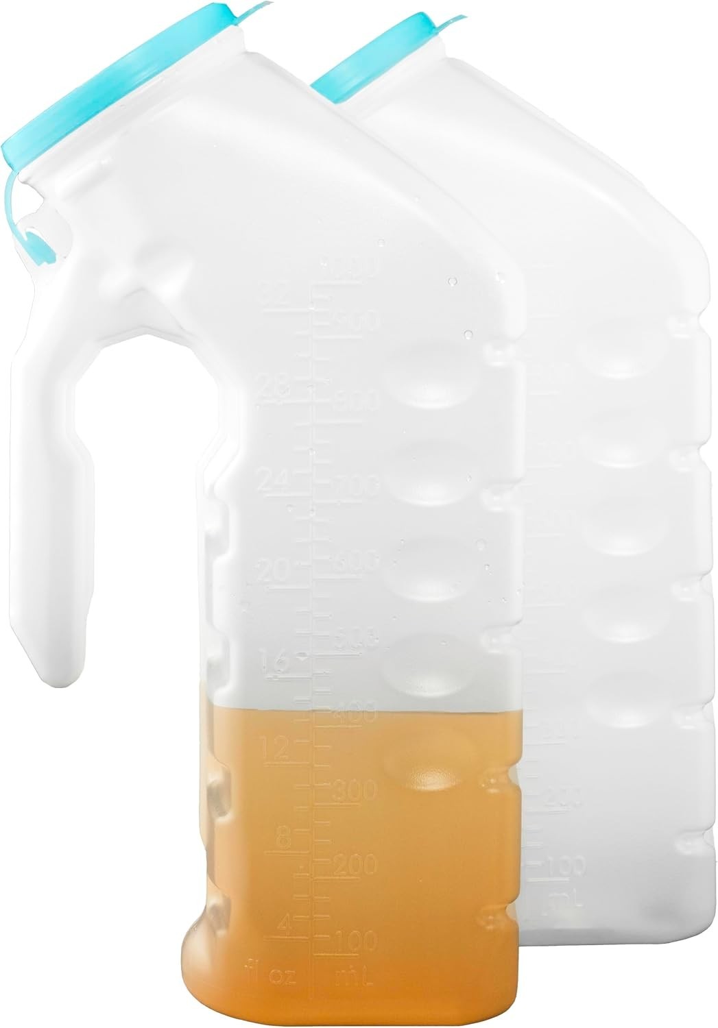 Durable & Portable Male Urinal Set with Glow in the Dark Lid – 2 Bottles, 32 Oz