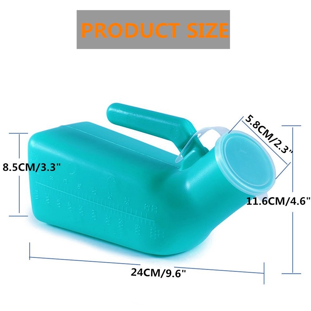Thick Firm Male Urinal,Urine Bottle with Replacement Lids 32oz./1000mL (Green…