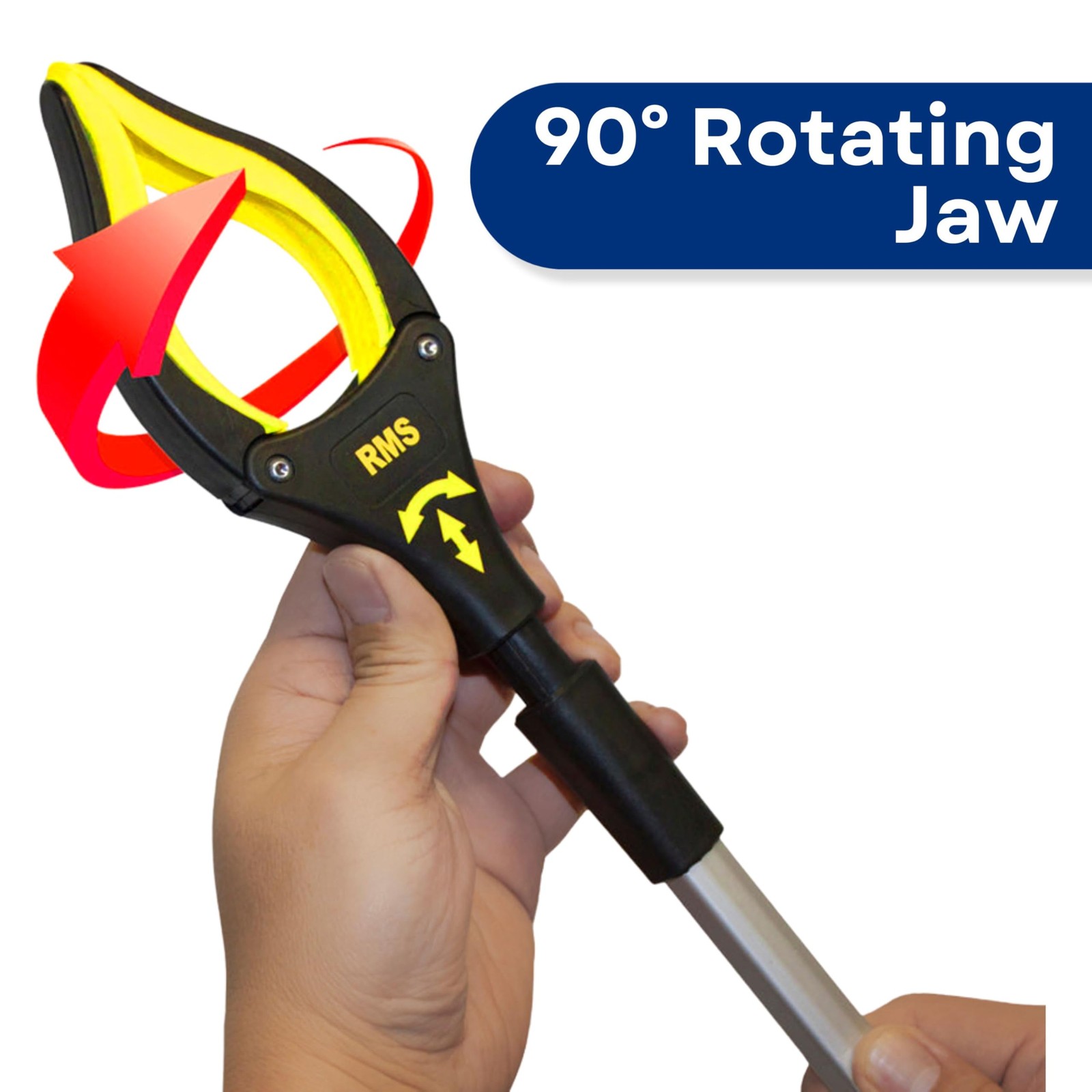 2-Pack 32 Inch Extra Long Grabber Reacher with Rotating Jaw Yellow Tool