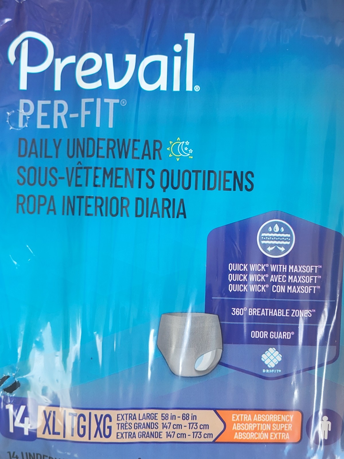 4 Prevail 14 Pack XL 58-64 INCHES (56 Total)