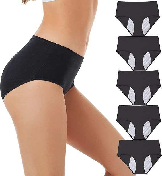5Pack High Absorbency Incontinence Underwear for Women Washable Leakproof Pantie