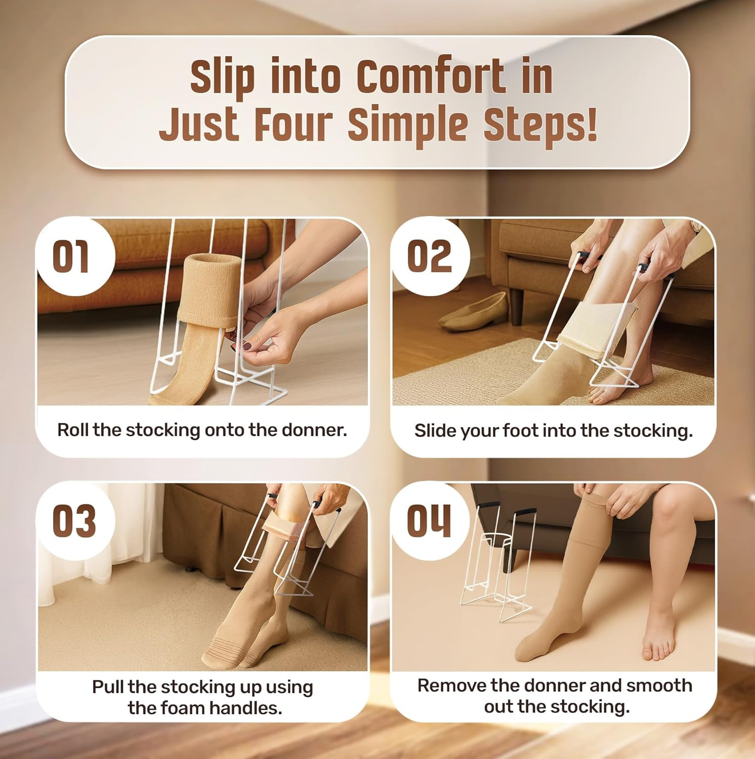 Stocking Donner Sock Aid Tool for Compression Socks Men or Women – Strong Metal