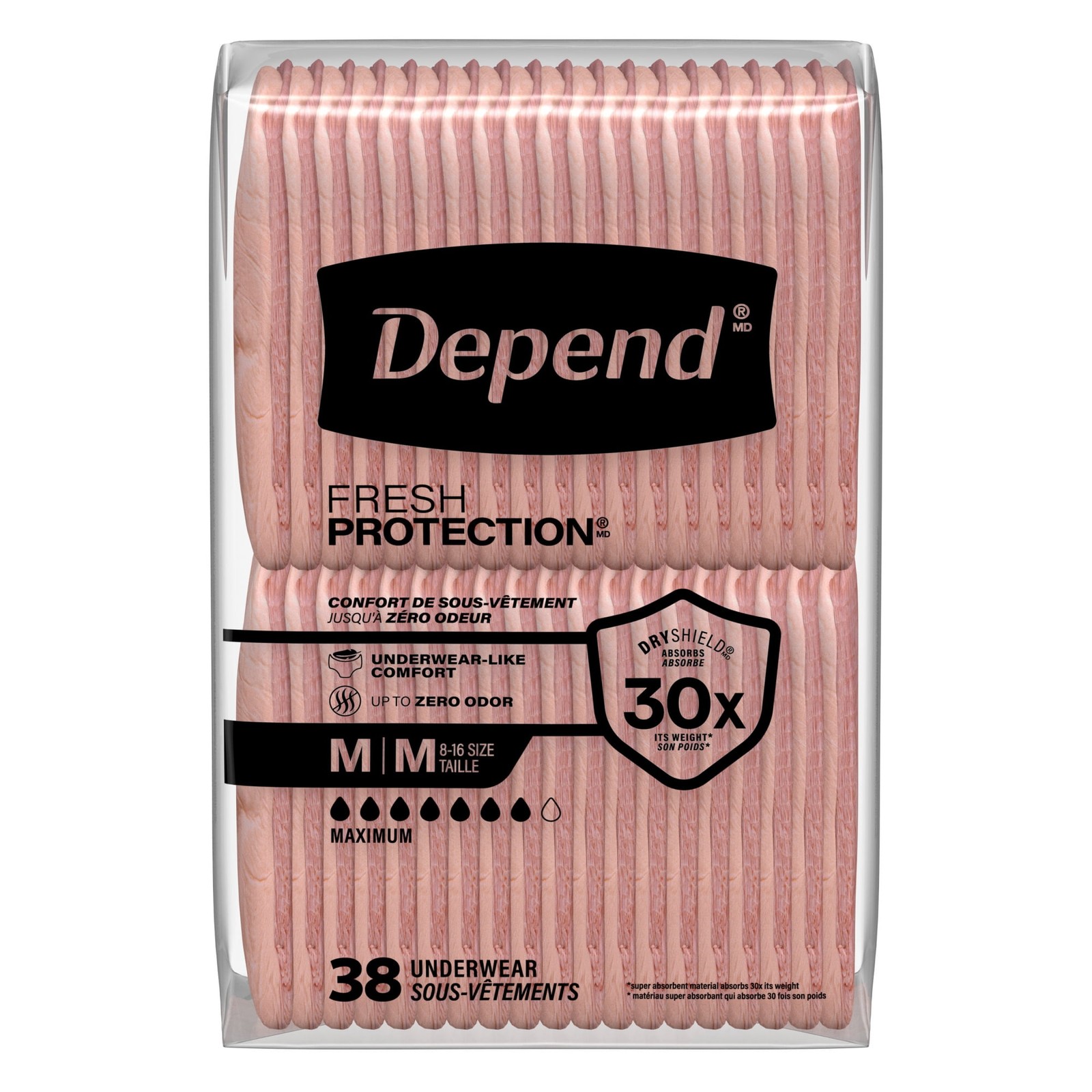 Depend Fresh Protection Incontinence Underwear for Women Medium 76 Count