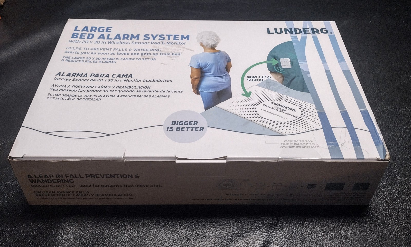 New Sealed Lunderg Bed Alarm System – Wireless Bed Sensor Pad & Monitor Large