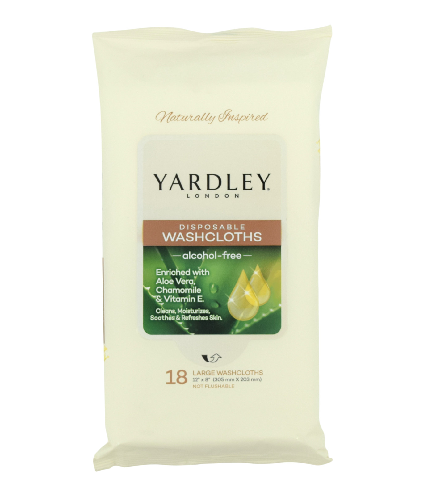 Yardley London Disposable Washcloths 3-Pack (54ct) 12×8 Body Wipes – Aloe Vera