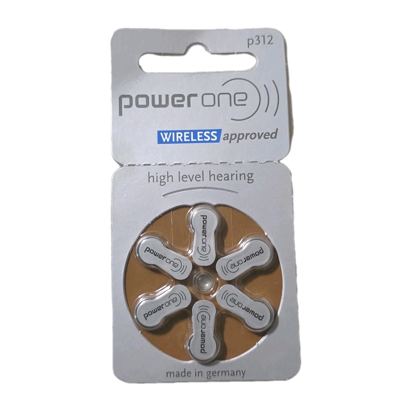 PowerOne Size 312 Hearing Aid Zinc Air Battery 6PK