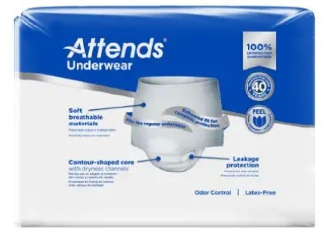 Lot of 4 Attends Adult Underwear Large L 44″-58″ Extra Heavy Absorbency 72 Count