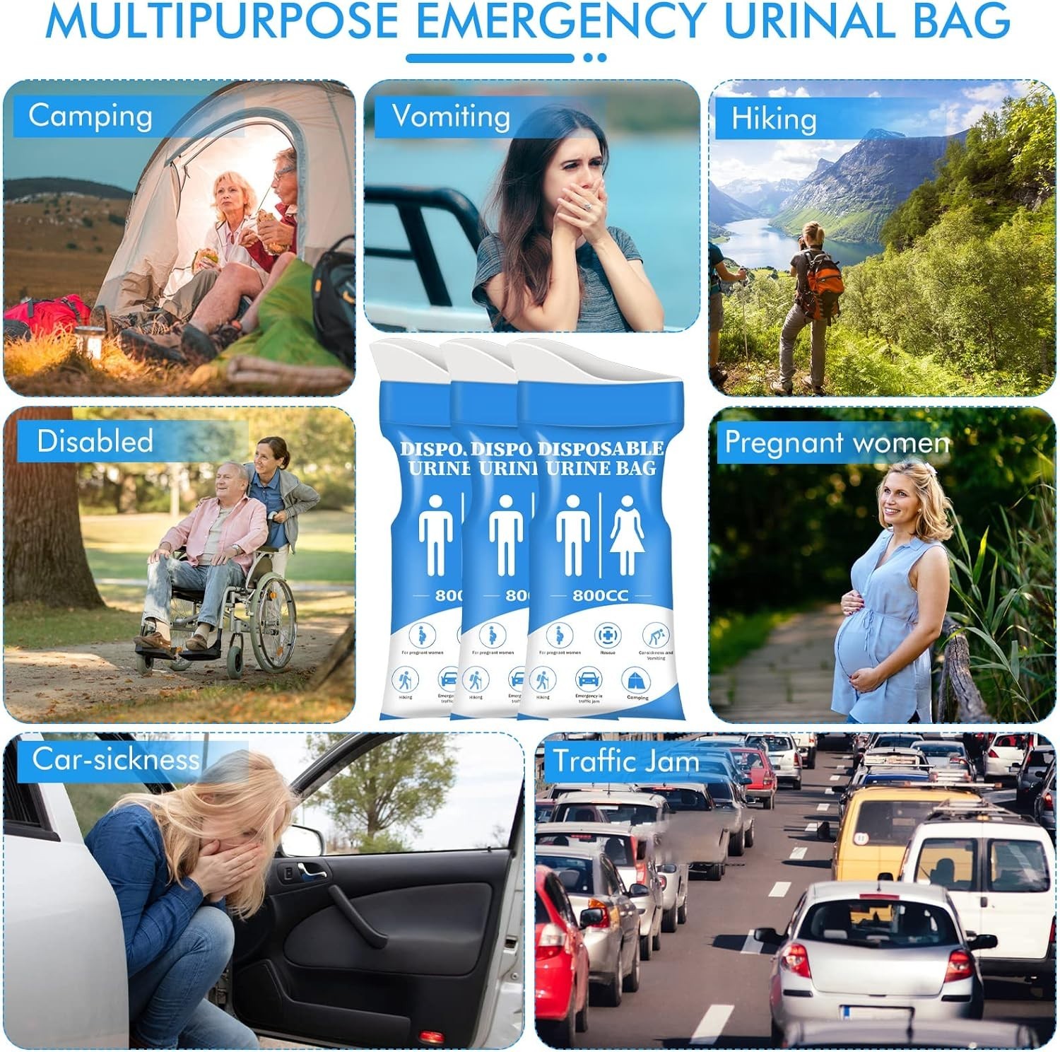 Portable 12/24 Pack Urine Bags for Travel – Eco-Friendly and Hygienic Solution