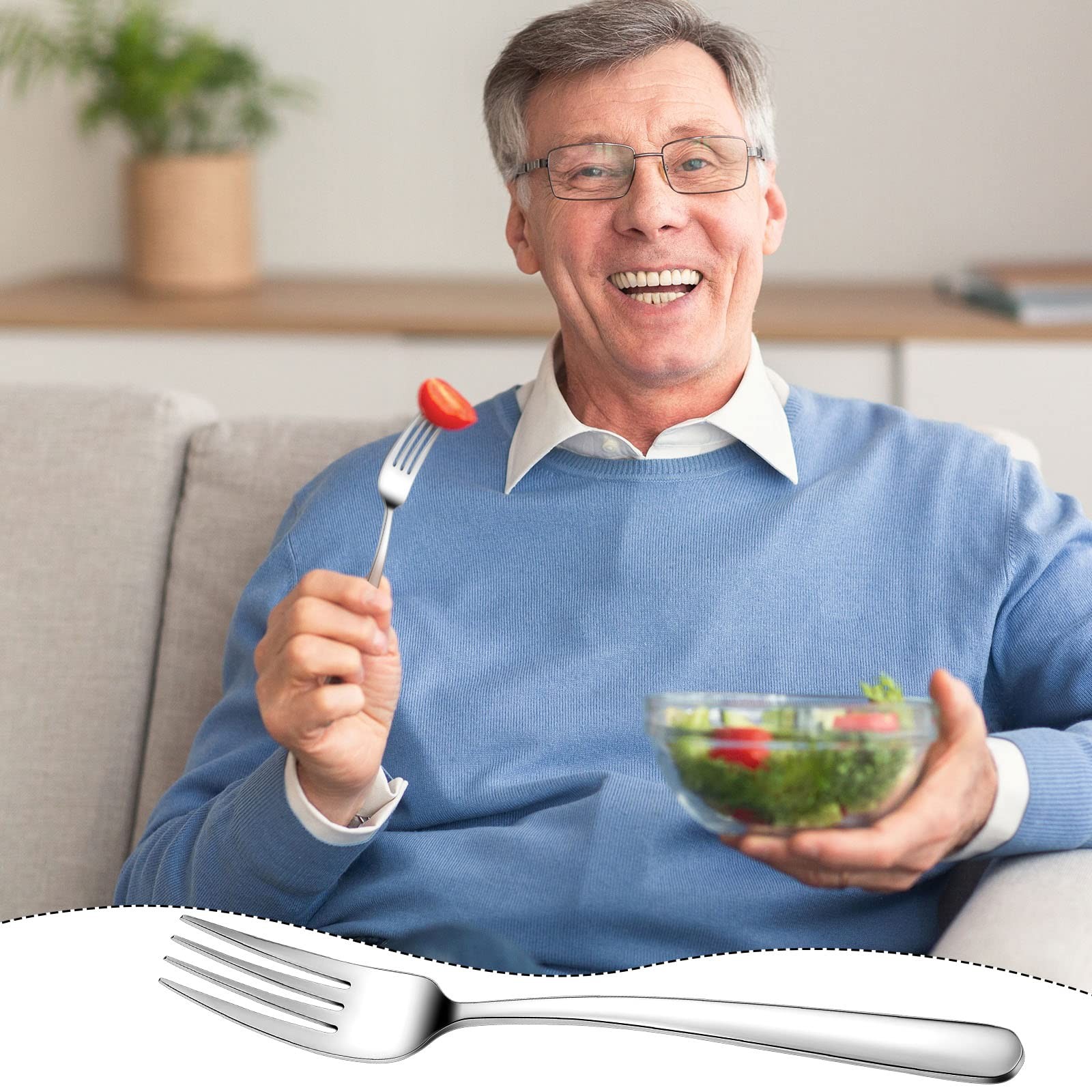 Bonuci 6 Pcs Weighted Utensils for Hand Tremors and Parkinsons Silver