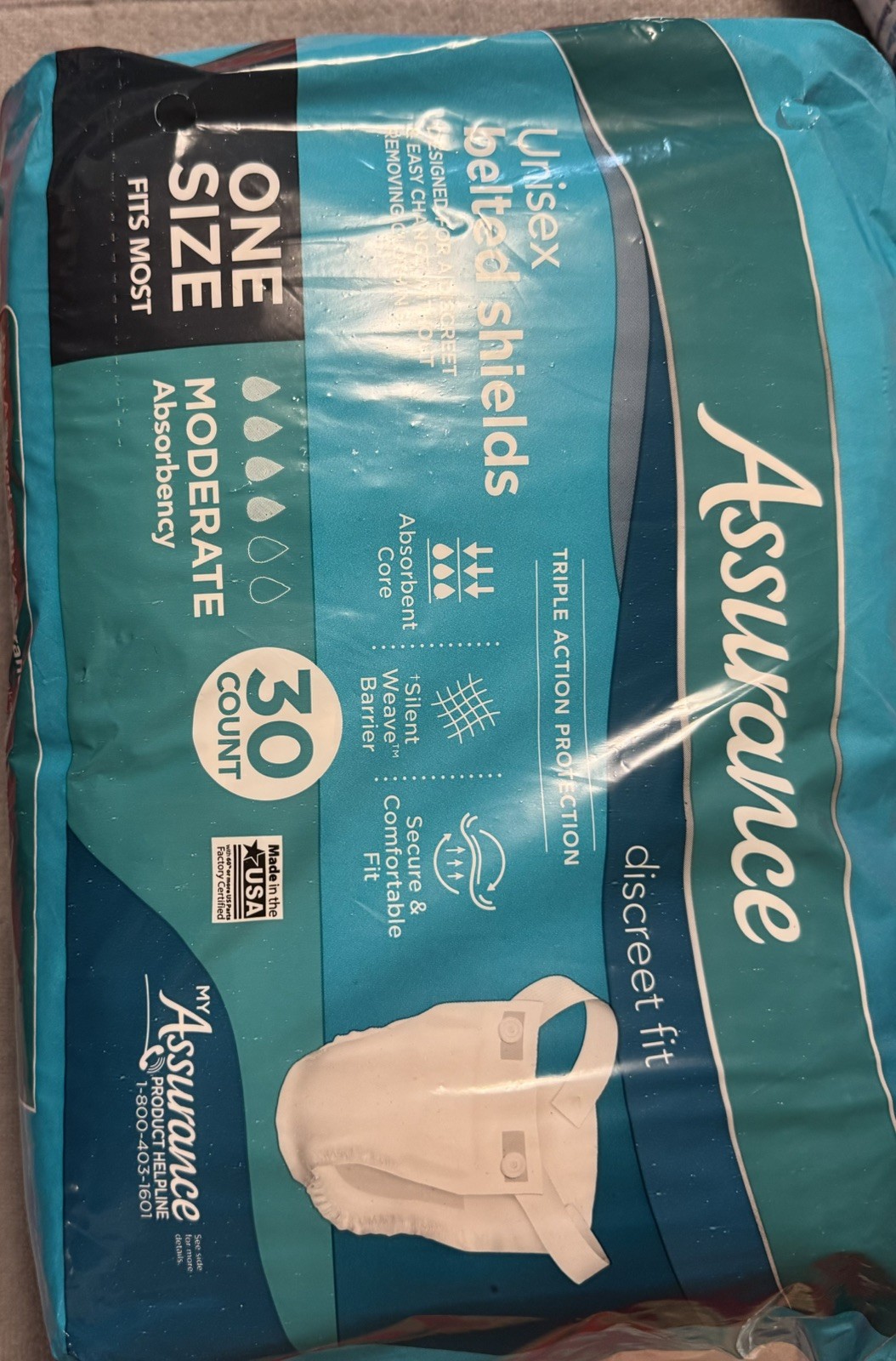 Assurance One Size Belted Undergarments Moderate Absorbency 30 Ct