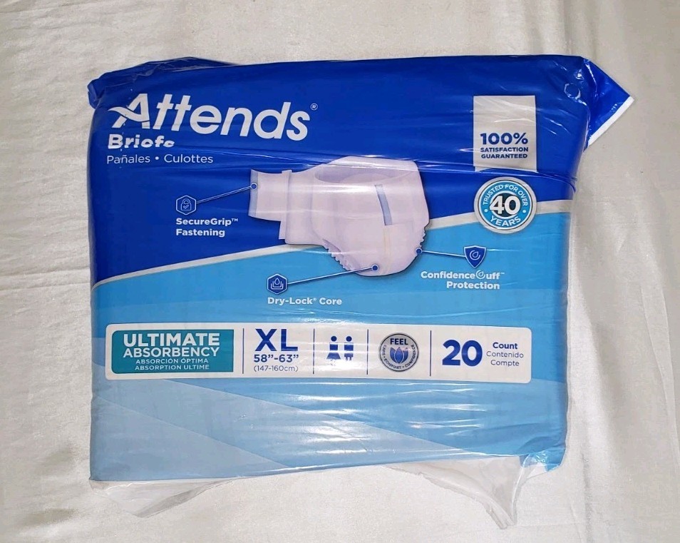 Attends Advanced Incontinence Brief XL Contoured DDC30, Ultimate Absorb 20 Ct…