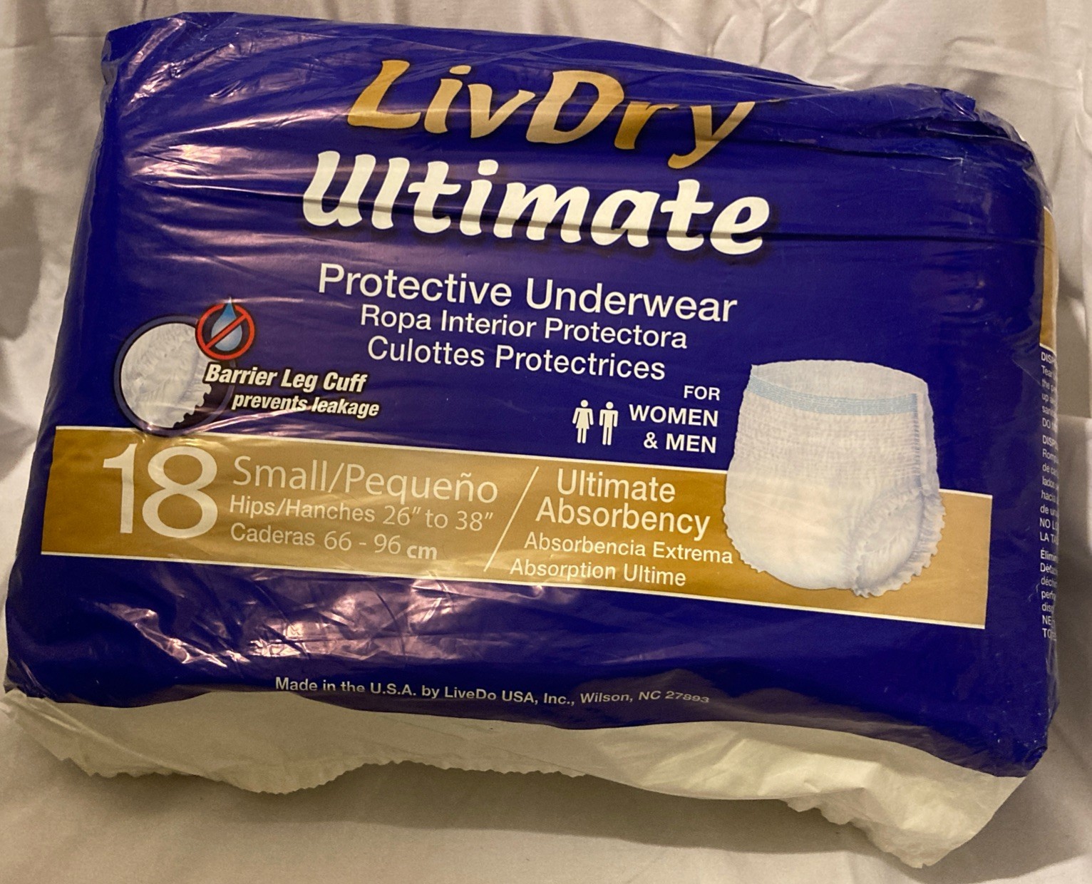 Incontience Underwear, (Pullups), Liv Dry Gold Ultimate, Sm, Men & Women, 20 Pkg