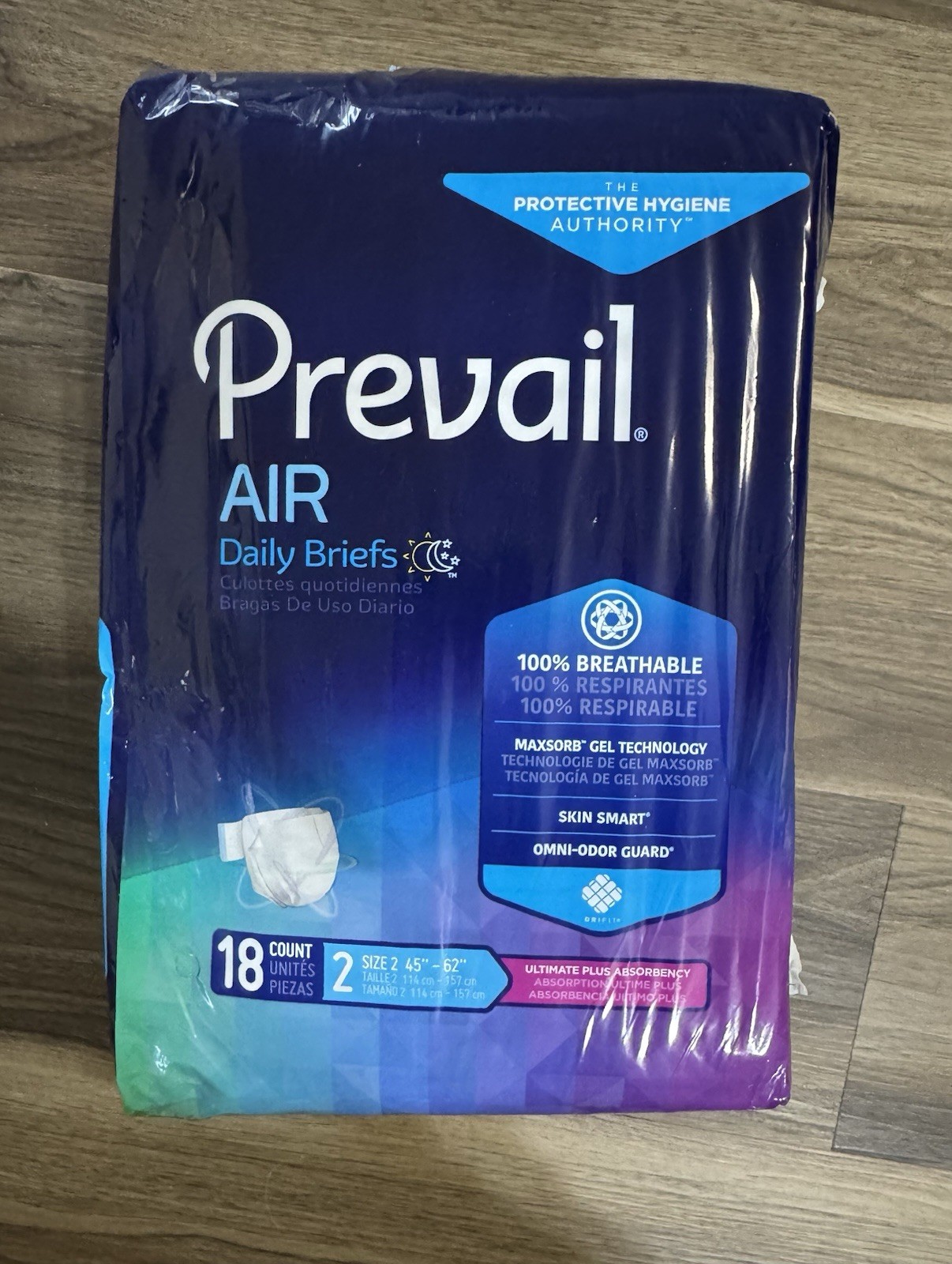 NEW 18-pack Prevail Air Plus Daily Briefs Size 2 ( 45″- 62″ )