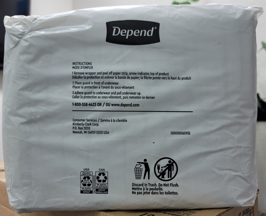 Depend Incontinence Pads for Men Maximum Grey 104 CT ( 2 packs 52)