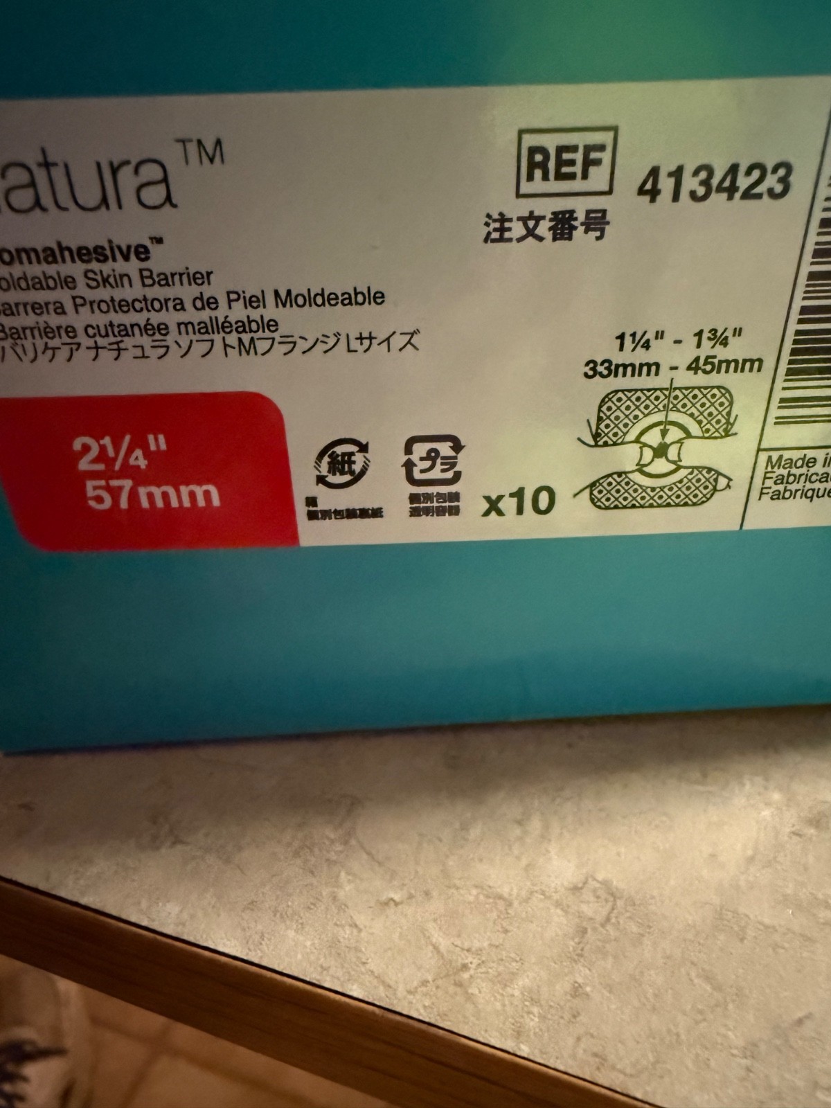 ConvaTec #413423 Natura 10 ct 2 1/4 57mm Stomahesive moldable skin barrier