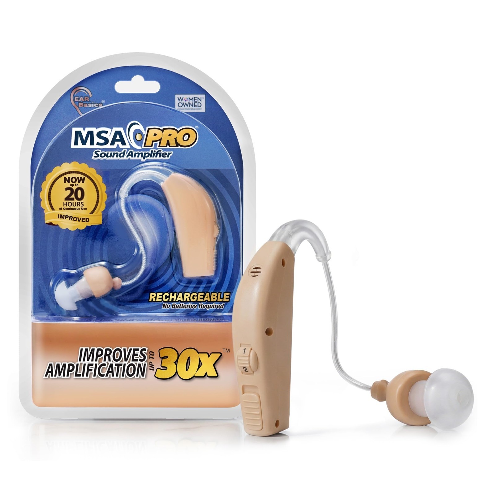 Sound Amplifier – 30x Volume Boost, 20-Hour Battery, Lightweight & Adjustable, F