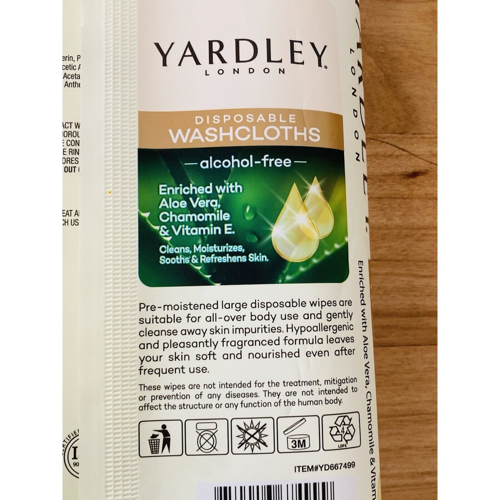 Yardley London Disposable WashCloths Lot of 3 18 Ct. New