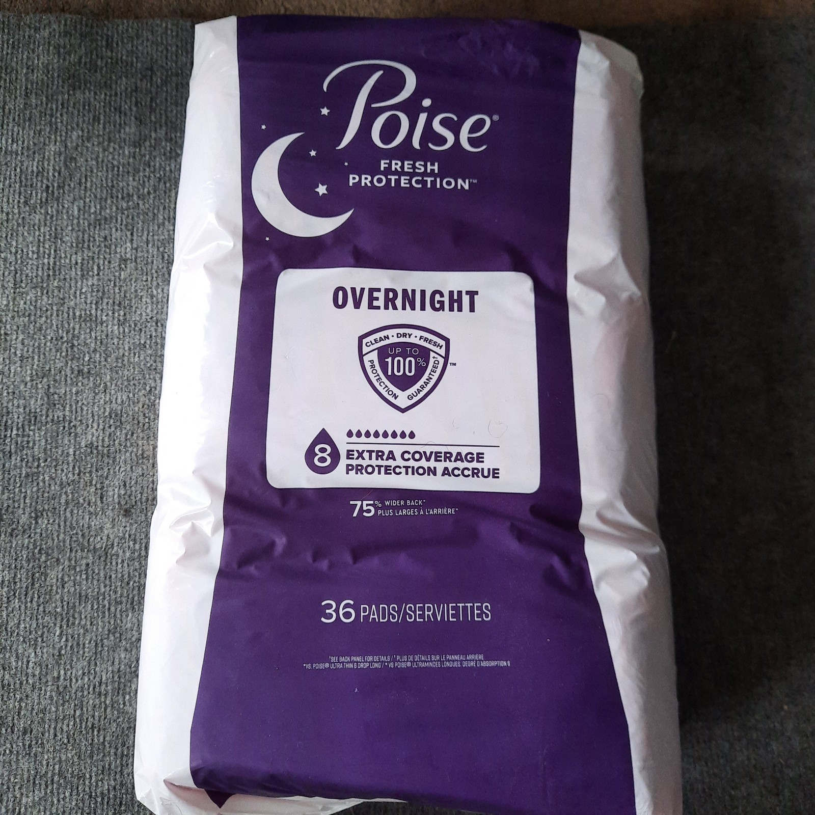 Poise Overnight Incontinence Pad Ultimate Absorbency 8 Drop 68 Count (1 New 1-4)