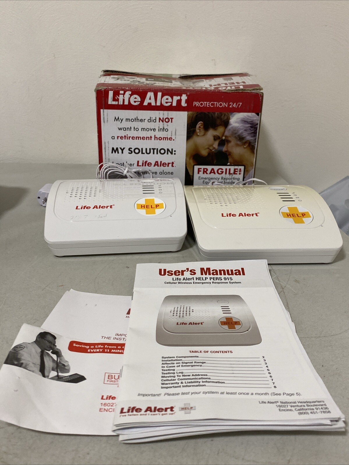 Life Alert Help Emergency System Pers LTE 915 Base Unit Only Lot Of 2