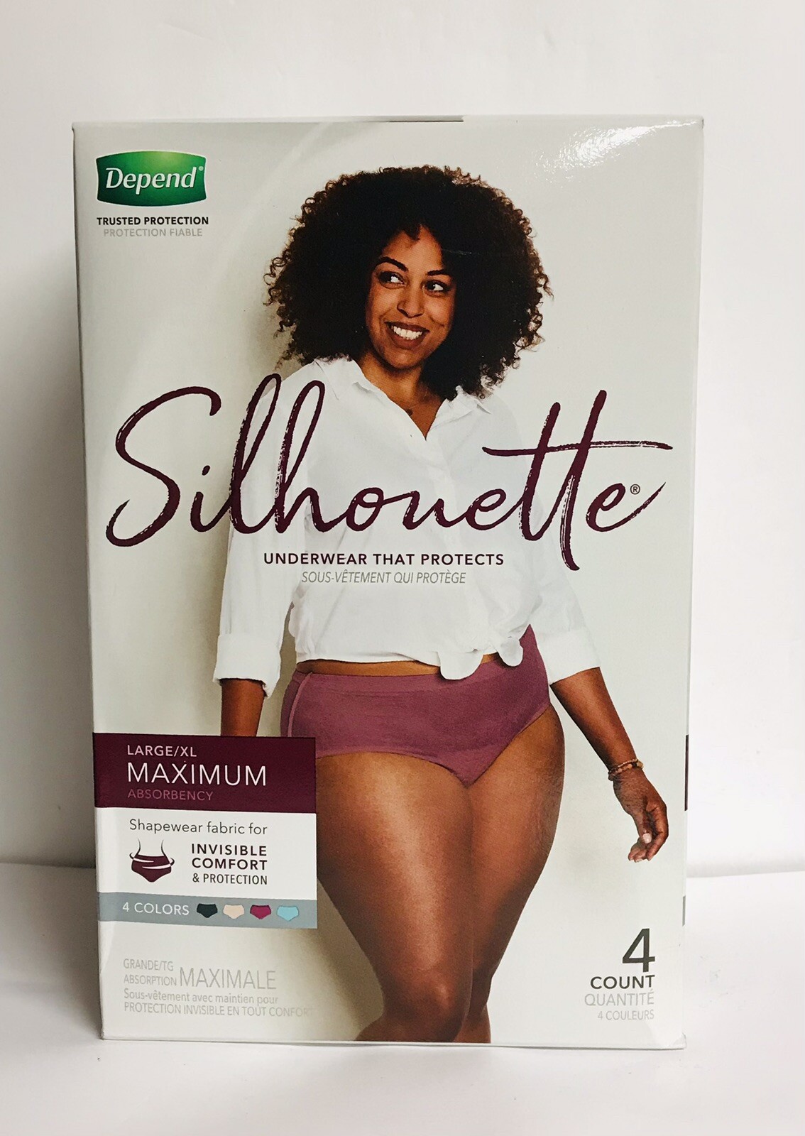 Depend Silhonette Underwear ~ Invisible Comfort & Protection Large/XL ~ 4 Colors