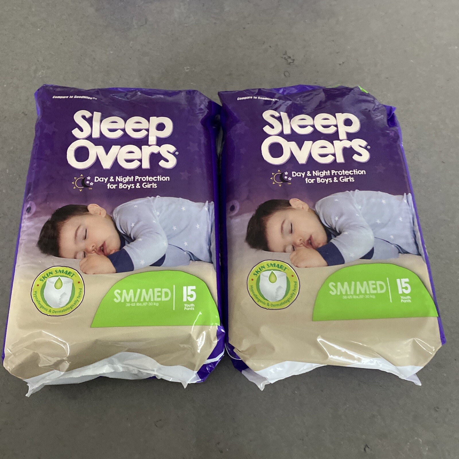 2 Pk Sleep Overs Youth Underwear Sm/Md 38-65 lbs. 15/Pk Compare To GoodNites