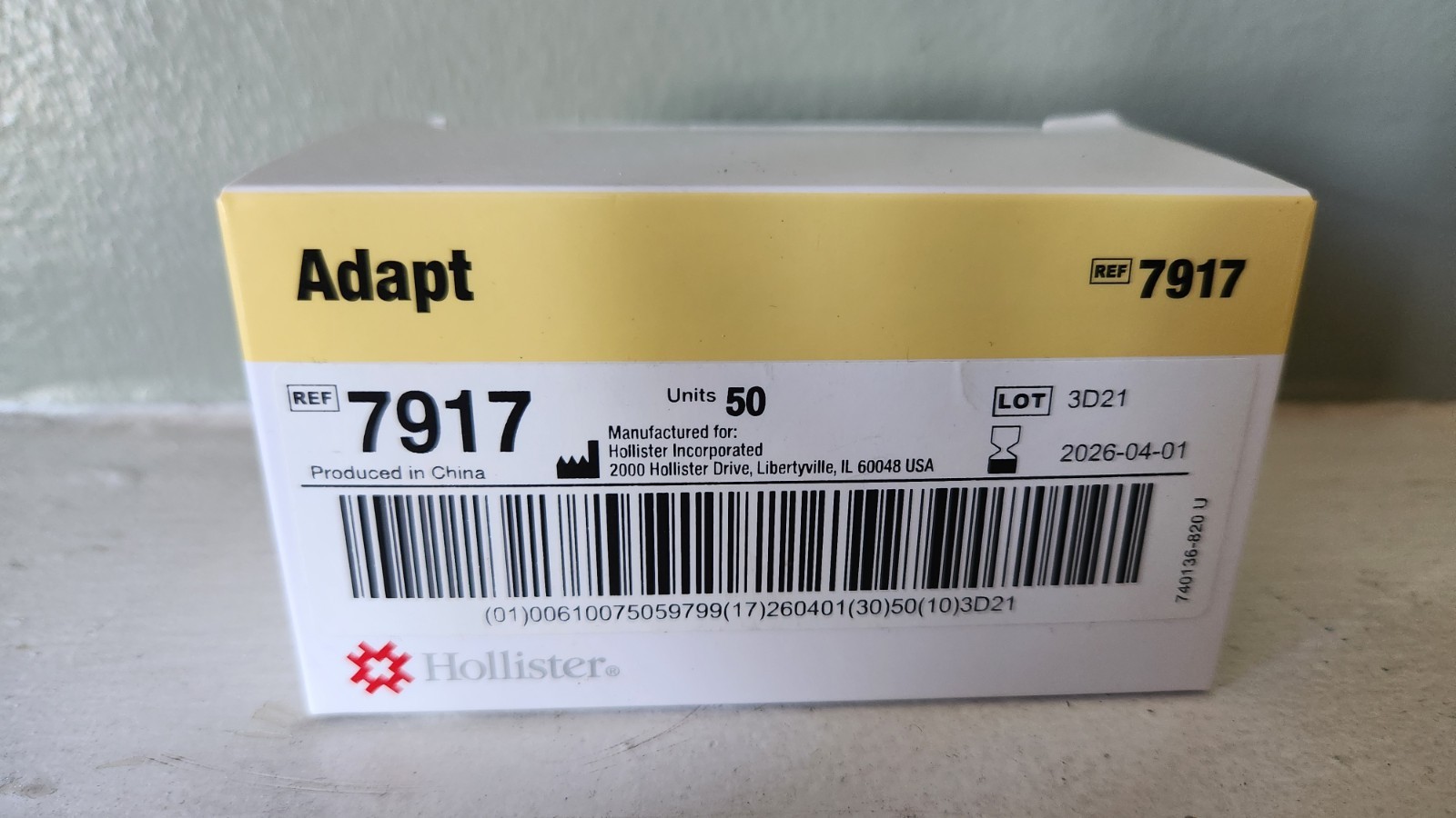 Hollister Adapt 7917 Skin Barrier Wipes No Sting 44ct Exp 2026-04-01 7917