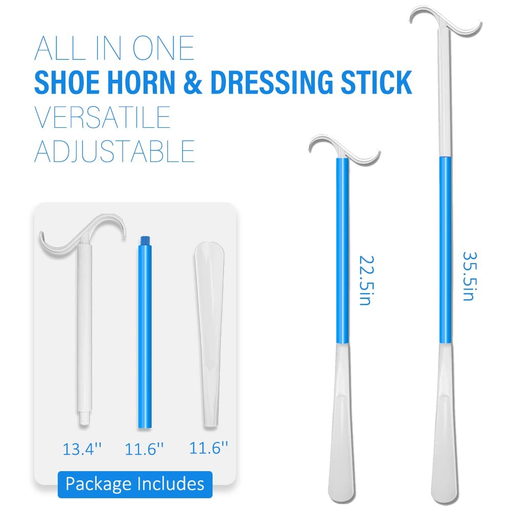 35.5 Inch Long Handled Shoe Horn, Dressing Stick, Sock Remover Aid Helper -…