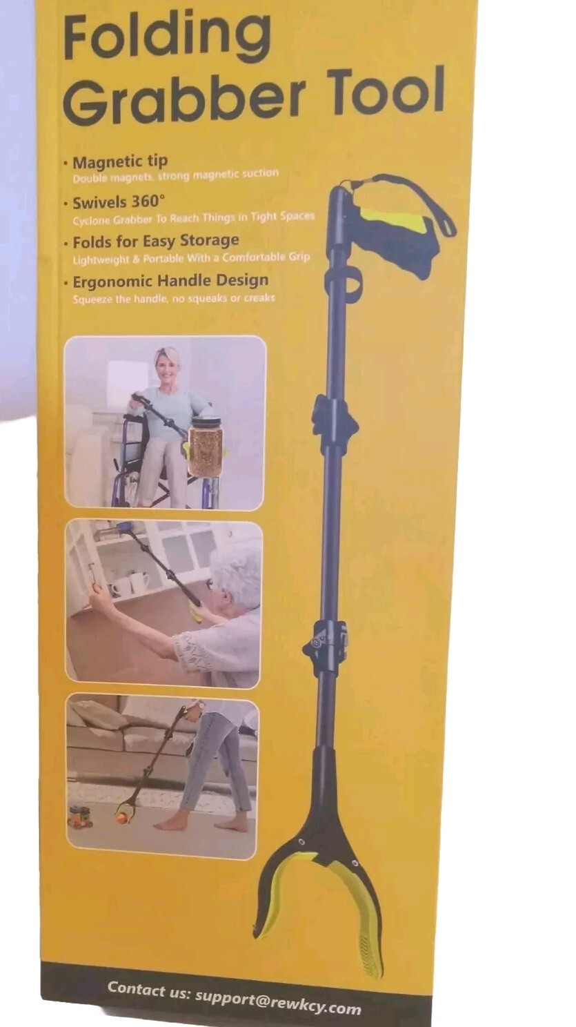 Rewkcy Folding Grabber Tool New Magnetic Tip Anti Slip 3 Section Folding