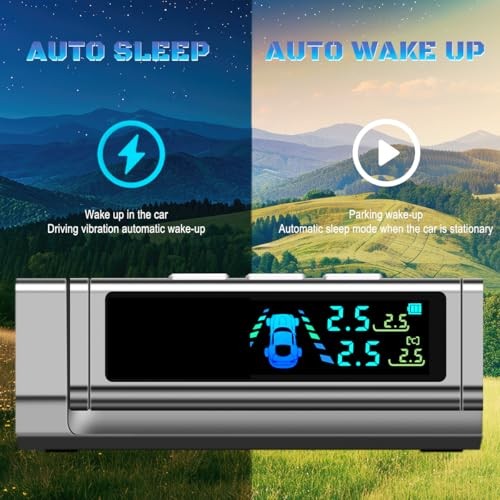 Tire Pressure Monitoring System with Solar Charge – TPMS Real-Time Pressure &