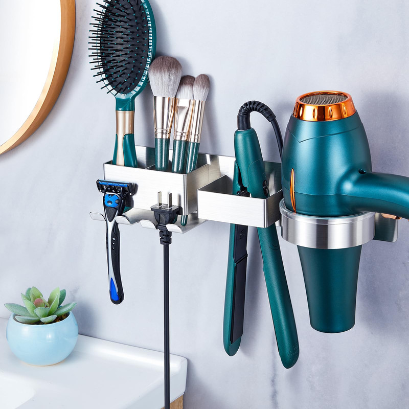 Oukimly Hairdryer Holder Wall Mounted Hair Straightener Holder Blow Dryer