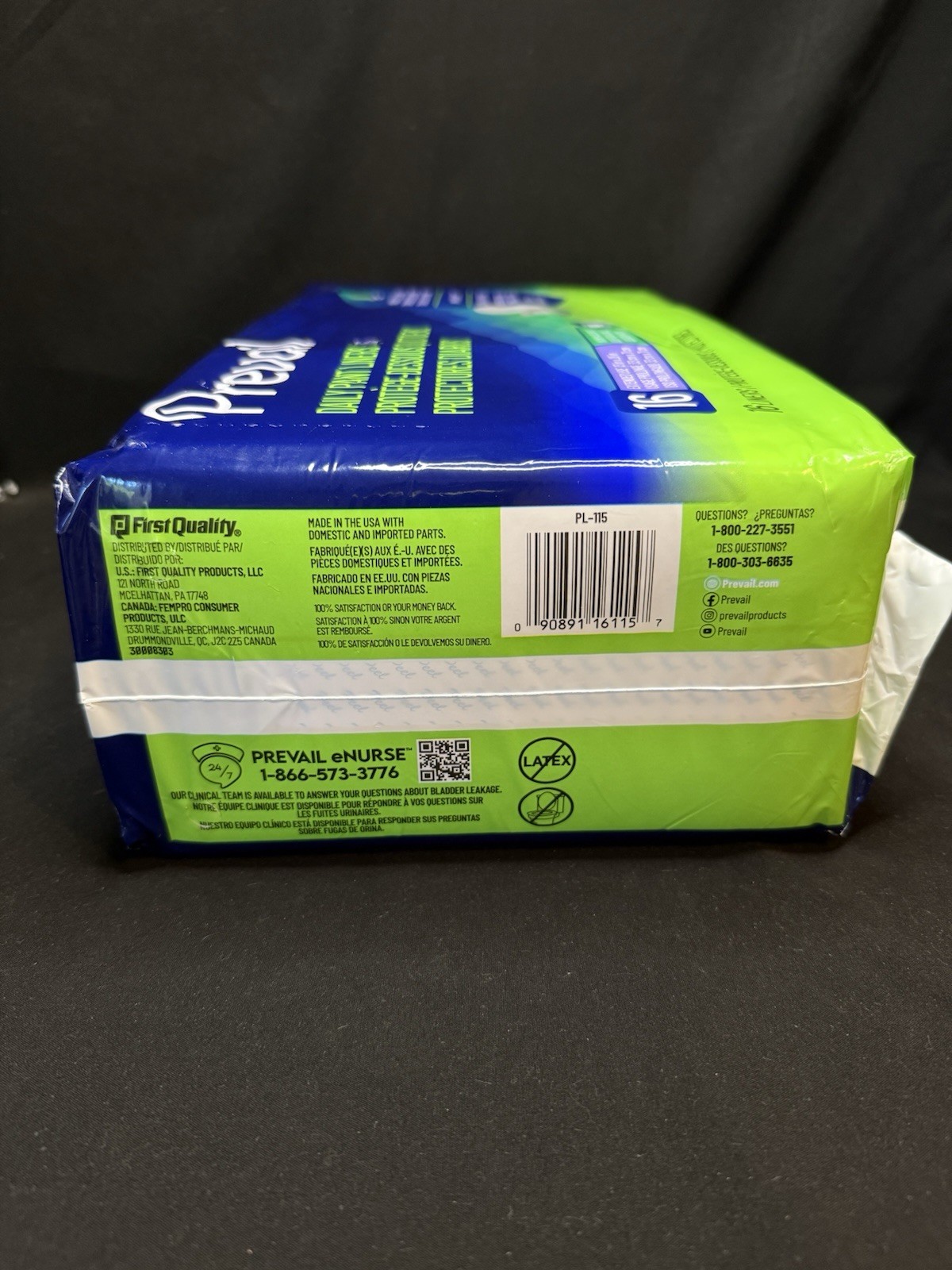 Prevail Incontinence Liner Extended Use Daily Pant Liners 13”x28”