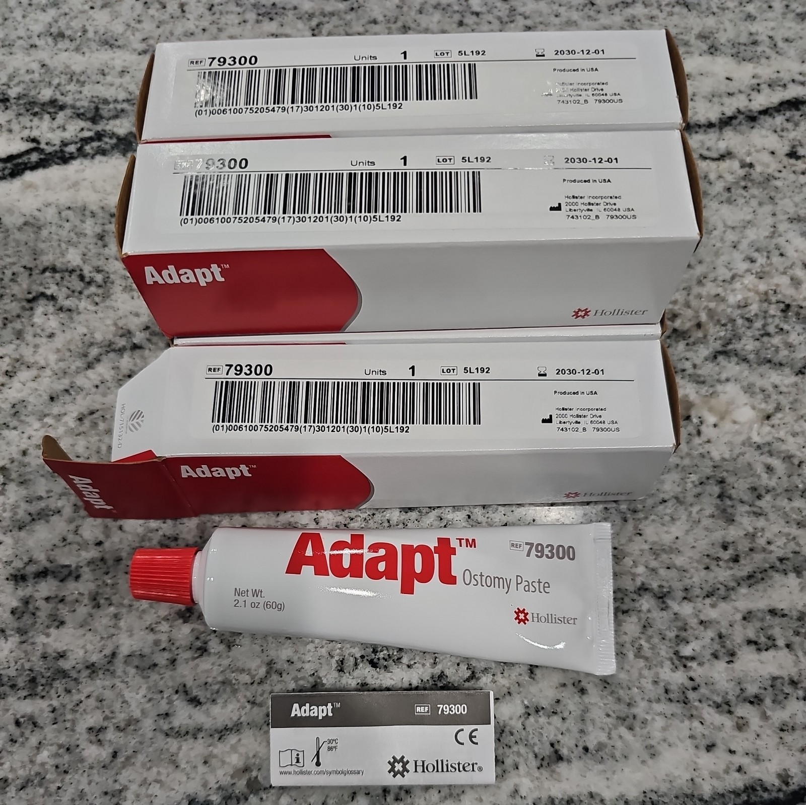 5 Hollister 79300 Adapt 2.1 oz Ostomy Paste Exp. year 2030 New in box.