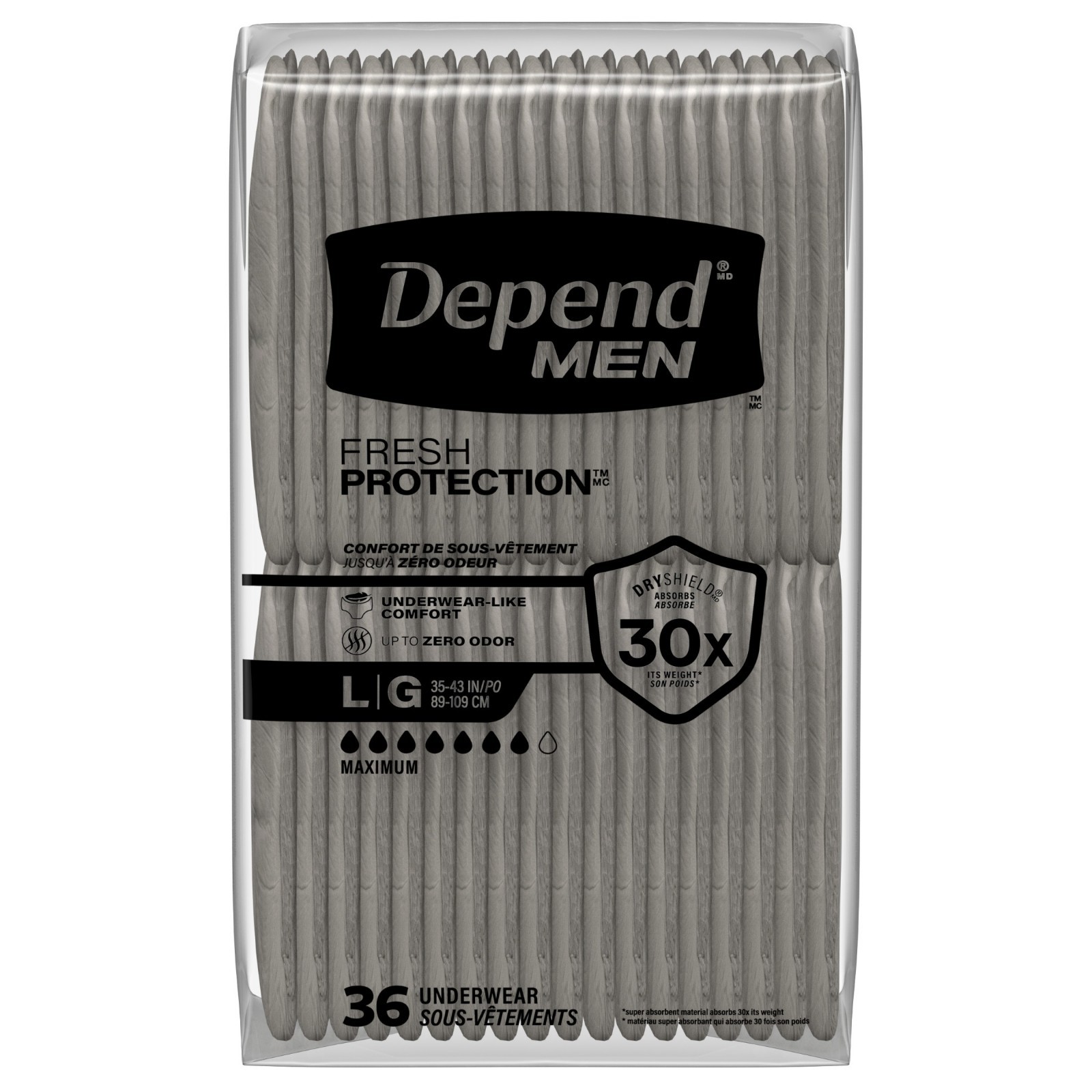 Depend Fresh Protection Incontinence Underwear for Men, Adult Diapers, L, 72 Cou