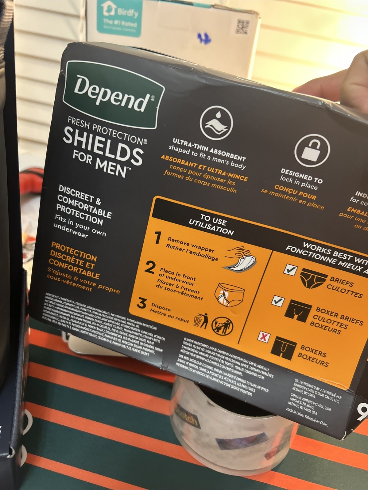 Depend Shields Incontinence Pads for Men, Light Absorbency, One Size, White