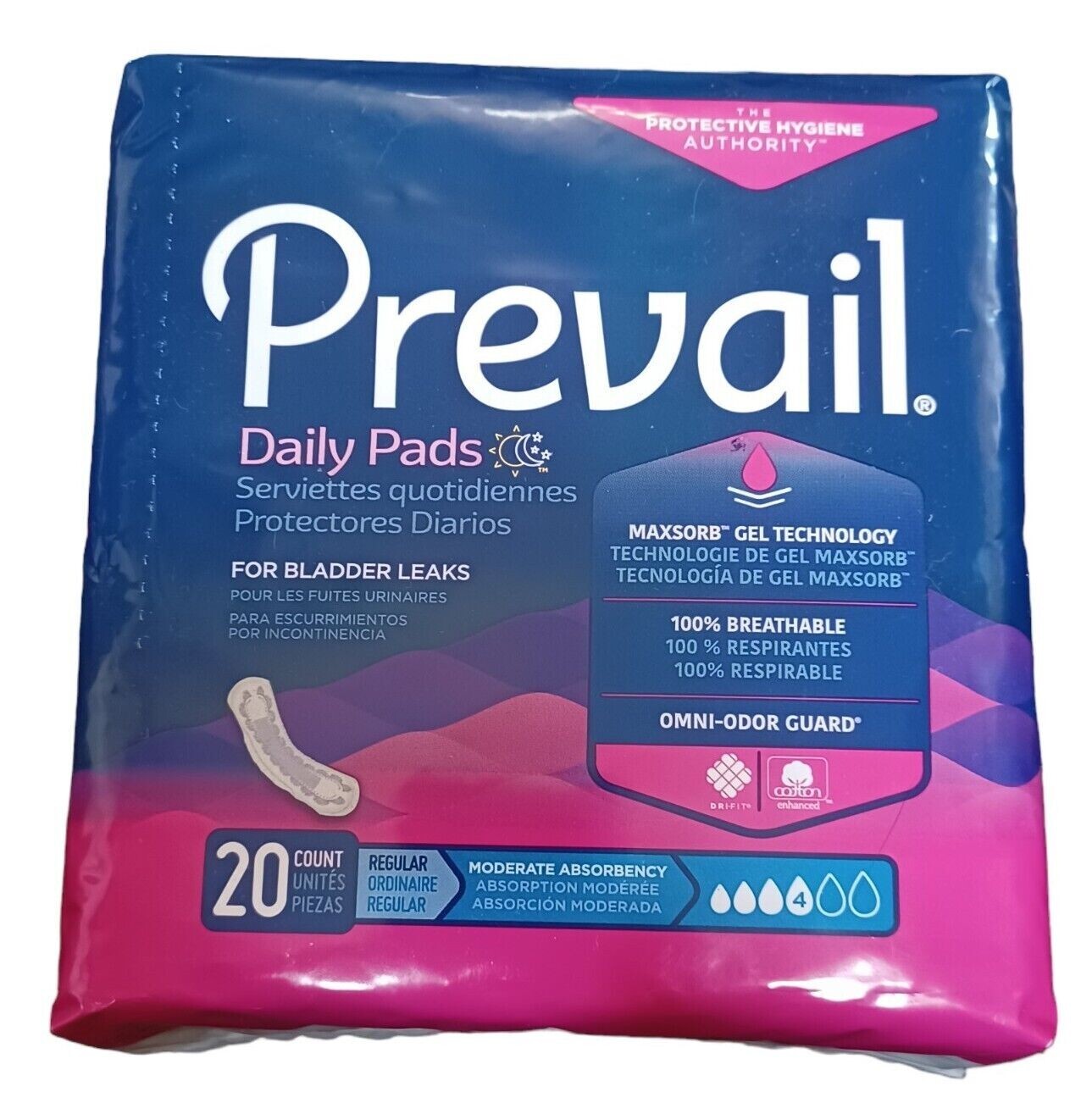 1 Pack of Prevail Daily Pads (Each pack 20 Count)